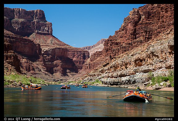 Picture/Photo: Rafts on placid stretch of Colorado River. Grand Canyon ...