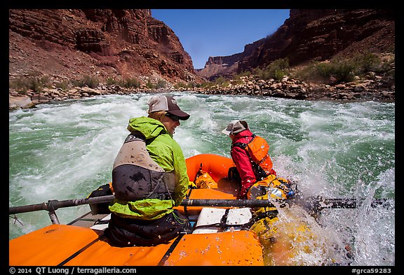 Raft in whitewater on Colorado River. Grand Canyon National Park, Arizona (color)