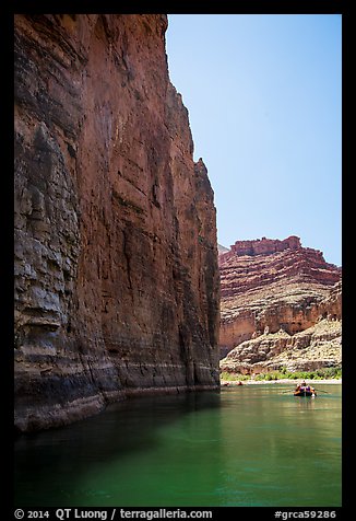 redwall limestone cliff dropping straight into Colorado River. Grand Canyon National Park, Arizona (color)