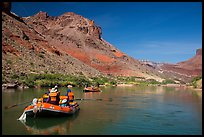 Rafts in colorful section of Grand Canyon. Grand Canyon National Park, Arizona ( color)