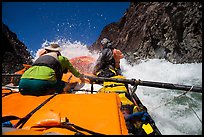 Oar-powered raft in whitewater rapids. Grand Canyon National Park, Arizona ( color)