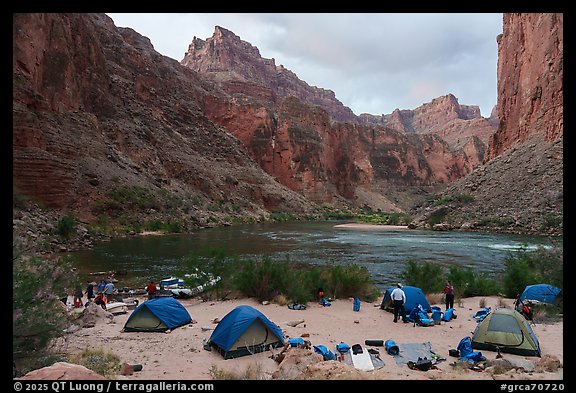 President Harding camping site along the Colorado River during a multi-day Grand Canyon rafting expedition. Grand Canyon National Park, Arizona (color)