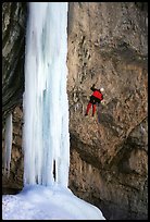 Rappeling from an ice climb in Rifle Canyon, Colorado. USA ( color)