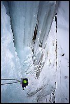 Climber on the lower Weeping Wall. Canada (color)