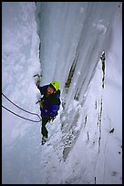 Climber on the lower Weeping Wall. Canada (color)