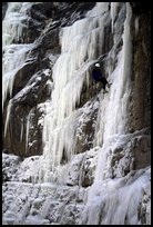 Rappeling from an ice climb in Provo Canyon, Utah. USA ( color)