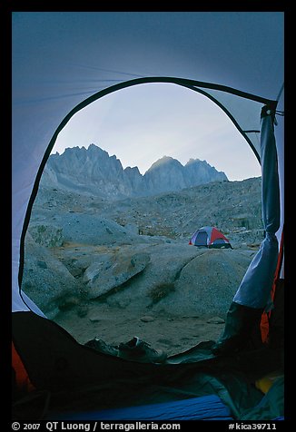 Palissades from tent door, Dusy Basin. Kings Canyon National Park, California (color)