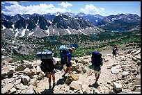 Backpackers below Kearsarge Pass. Kings Canyon National Park ( color)