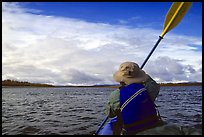 Canoeist Paddling on the Kobuk River. Kobuk Valley National Park, Alaska ( color)