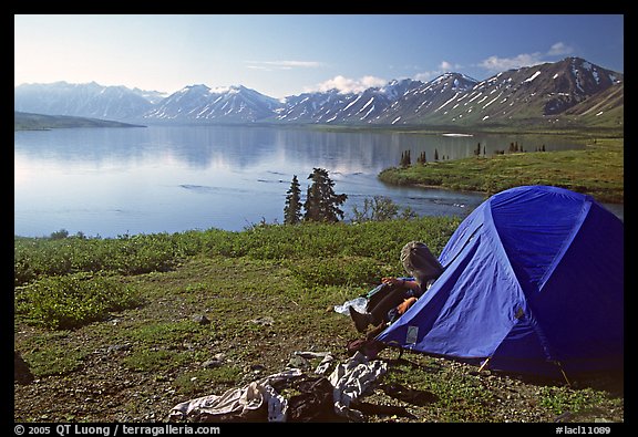 Camp above Twin Lakes. Lake Clark National Park, Alaska (color)