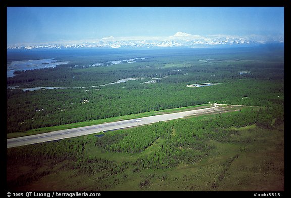 Above the Talkeetna airport. The Alaska range looks close, because it rises so abrupty above the plain. Alaska (color)