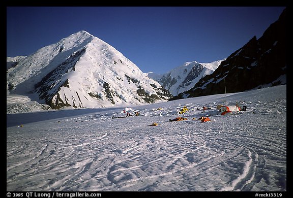 The base camp, at 7000 feet, is in the heart of a huge glacier system. Alaska (color)