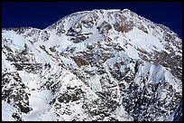 The mighty West face of Mc Kinley. The West Buttress is the ridge on the left on the skyline, the Cassin the ridge on the right. Denali, Alaska (color)