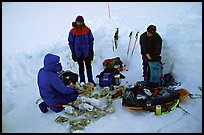 Like most people, we leave our snowshoes and sleds here, and organize ourselves to do a double carry the next morning. Denali, Alaska