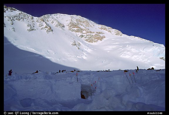 The ridge visible on the skyline is the West Rib, which was my planned itinerary. My companions had settled for the West Buttress, so I would do the second part of the climb solo. Denali, Alaska (color)