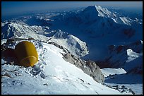 Being late on my schedule, due to the unexpected effect of altitude, I am lucky to find a ledge large enough for my Stephenson tent. Denali, Alaska