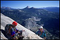 Climbing the Snake Dike route, Half-Dome. Yosemite National Park, California