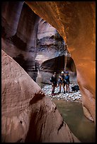 Canyoneers in chamber, Pine Creek Canyon. Zion National Park, Utah ( color)