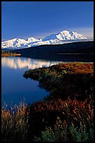 Mt Mc Kinley above Wonder Lake, evening. Denali National Park, Alaska, USA. (color)