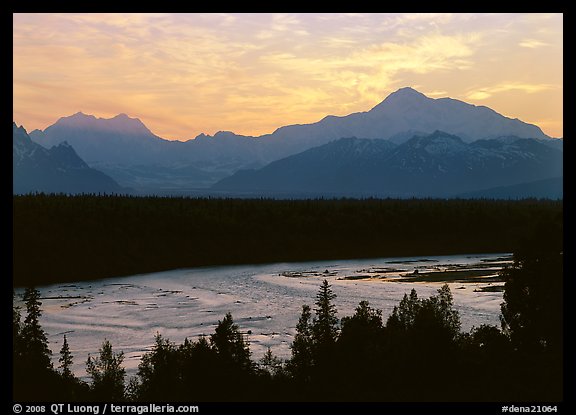 Mt Mc Kinley and Chulitna River at sunset. Denali National Park (color)