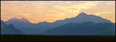 Alaska range and sunset sky. Denali National Park (Panoramic color)