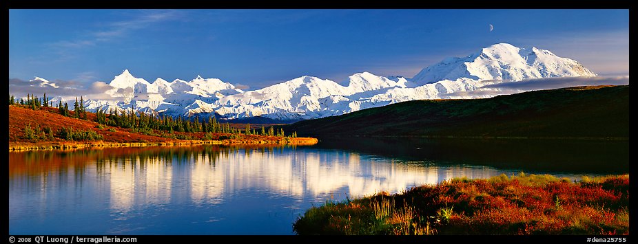 Tranquil autumn evening with Mount McKinley reflections. Denali National Park (color)