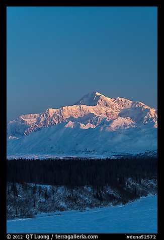 Mt McKinley under clear winter sky at sunrise. Denali National Park (color)