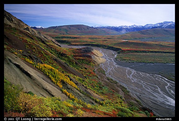 Braided river from Polychrome Pass, morning. Denali National Park (color)