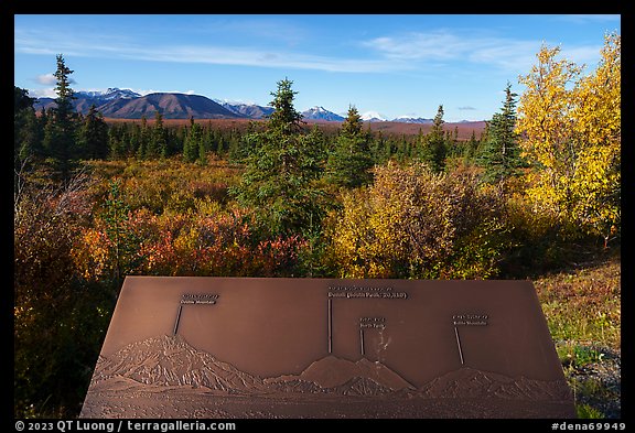 Sign identifying Denali. Denali National Park, Alaska, USA.
