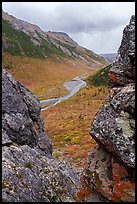 Savage River Valley through opening between rocks. Denali National Park ( color)
