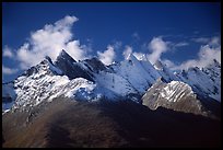Aerial view of snowy Arrigetch peaks. Gates of the Arctic National Park, Alaska, USA. (color)