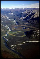 Aerial view of meanders of Alatna river and valley. Gates of the Arctic National Park, Alaska, USA.