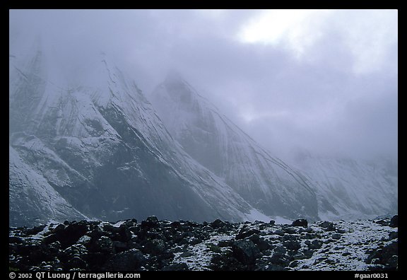 Fresh snow dusts the Arrigetch Peaks. Gates of the Arctic National Park (color)