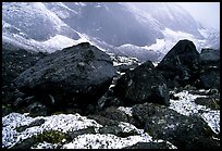 Boulders at the base of Arrigetch Peaks. Gates of the Arctic National Park, Alaska, USA. (color)