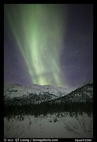 Northern lights over Brooks Range. Gates of the Arctic National Park, Alaska, USA.