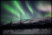 Colorful aurora curtains over Brooks Range. Gates of the Arctic National Park ( color)