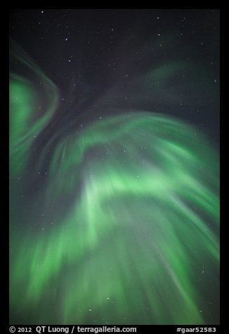 Northern lights and starry sky. Gates of the Arctic National Park, Alaska, USA.