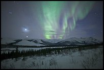 Venus, Jupiter, and Aurora. Gates of the Arctic National Park, Alaska, USA.