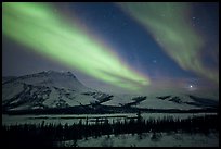 Northern lights over Brooks Range, winter. Gates of the Arctic National Park, Alaska, USA. (color)