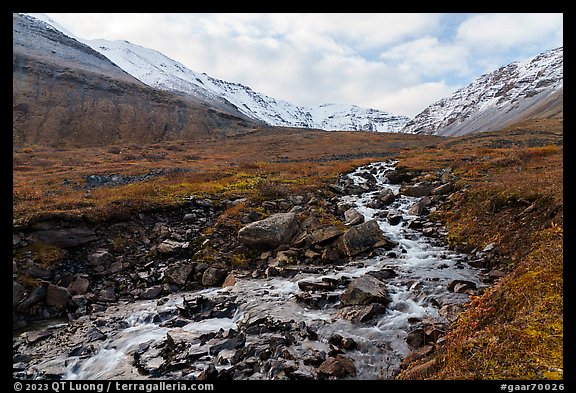 Stream and snowy mountains. Gates of the Arctic National Park (color)