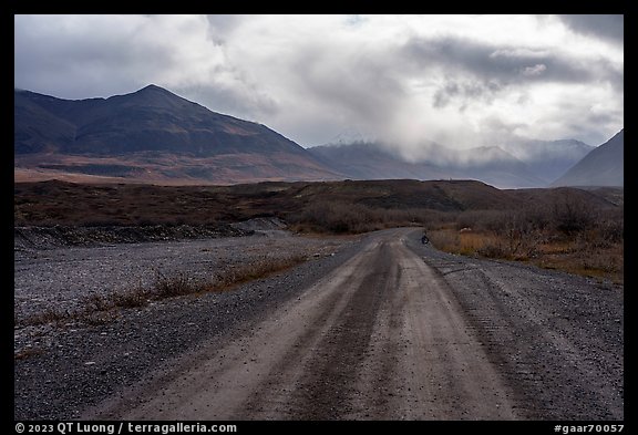 Road and Three River Mountain, Anaktuvuk Pass. Gates of the Arctic National Park, Alaska, USA.