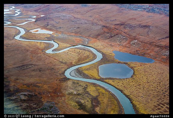 Aerial view of St John River meanders. Gates of the Arctic National Park, Alaska, USA.