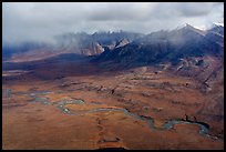 Aerial view of St John River and Fork Peak. Gates of the Arctic National Park ( color)