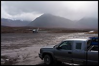 Truck waiting for airplane, Anaktuvuk Pass Airport. Gates of the Arctic National Park ( color)