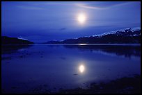 Full moon, 1am, Muir inlet. Glacier Bay National Park, Alaska, USA. (color)
