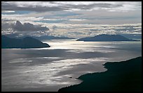 Aerial view of Glacier Bay entrance. Glacier Bay National Park, Alaska, USA. (color)