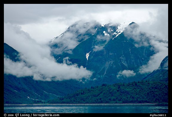 Peaks and low rain clouds. Glacier Bay National Park, Alaska, USA.