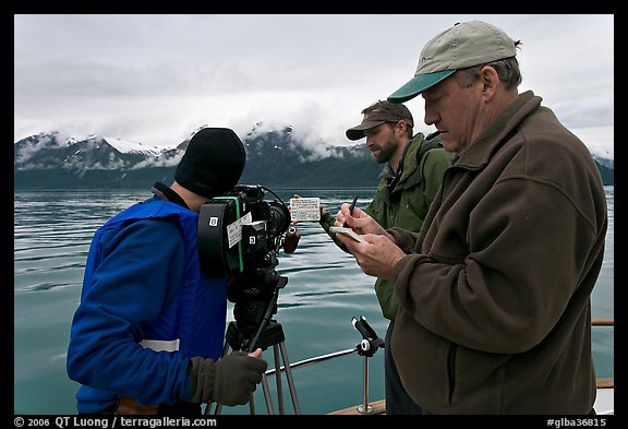 Team begins filming a movie sequence. Glacier Bay National Park (color)