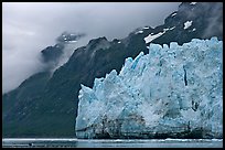 Terminal front of Margerie Glacier with blue ice. Glacier Bay National Park, Alaska, USA. (color)