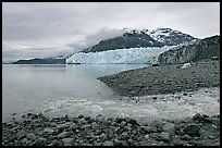 Stream flowing into Tarr Inlet, and Margerie Glacier. Glacier Bay National Park, Alaska, USA. (color)